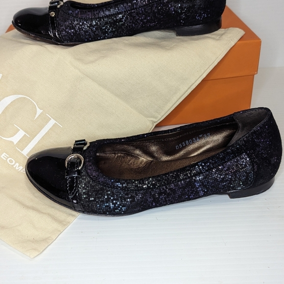 AGL Attilio Giusto Leombruni women's black shimmer ballet shoes flats 37 (US 6) - Picture 2 of 10